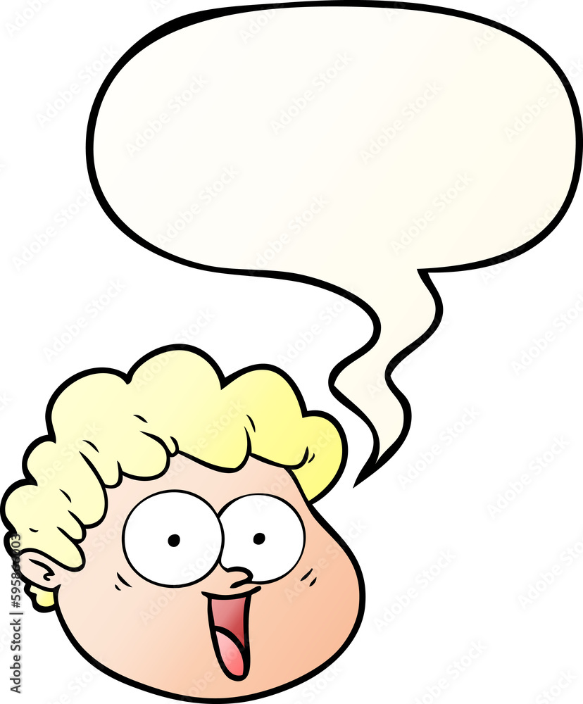 cartoon male face with speech bubble in smooth gradient style cartoon male face with speech bubble in smooth gradient style