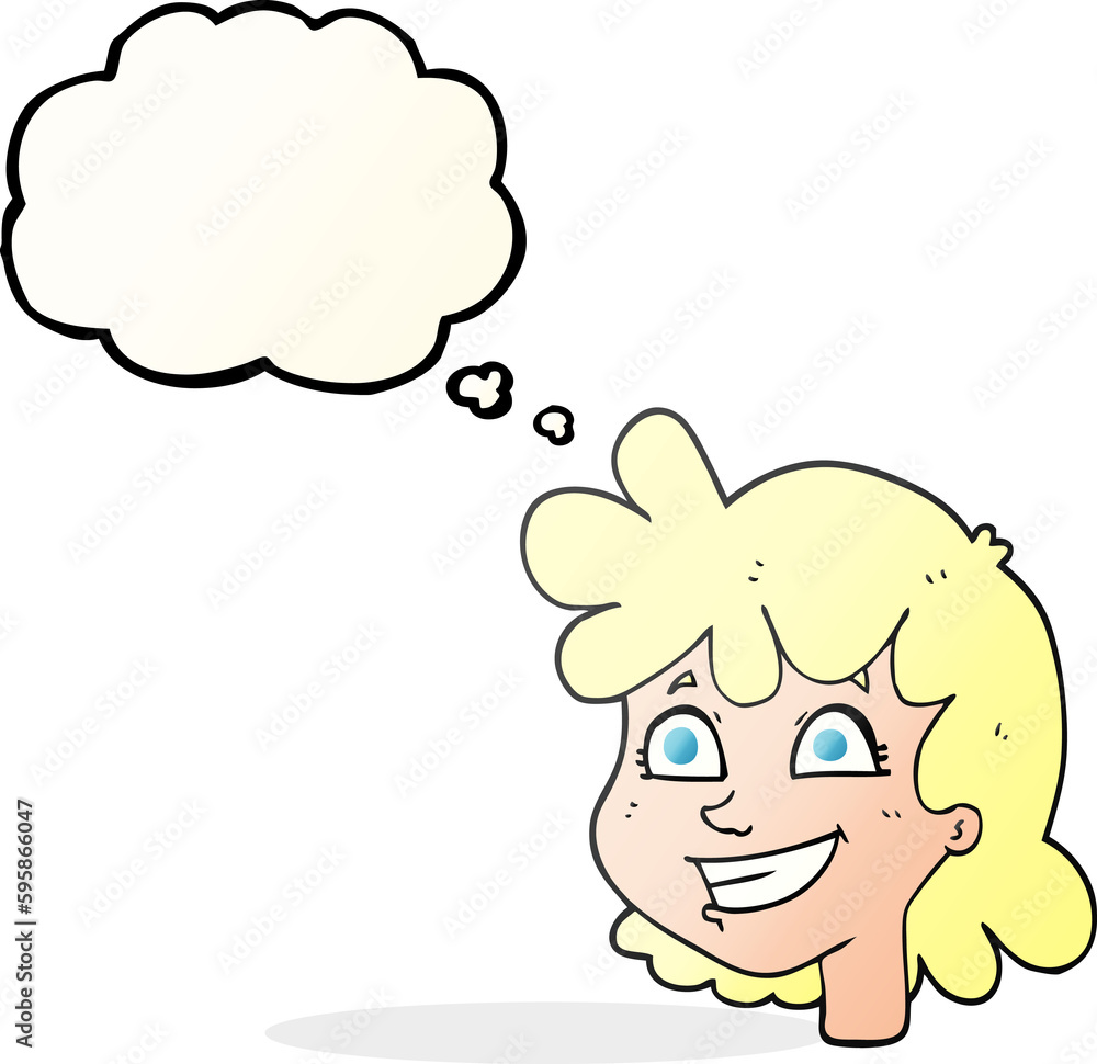 freehand drawn thought bubble cartoon female face freehand drawn thought bubble cartoon female face