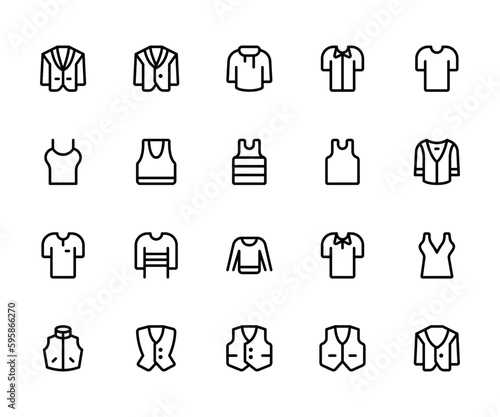 Sweater, Jacket, Winter Coat, Sweatshirt, Clothes, Fashion related icon editable Stroke line icons and Suitable for Web Page, Mobile App, UI, UX design.