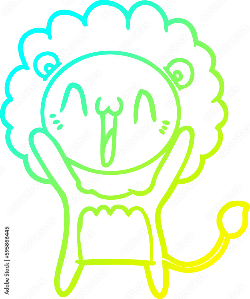 cold gradient line drawing of a happy cartoon lion cold gradient line drawing of a happy cartoon lion