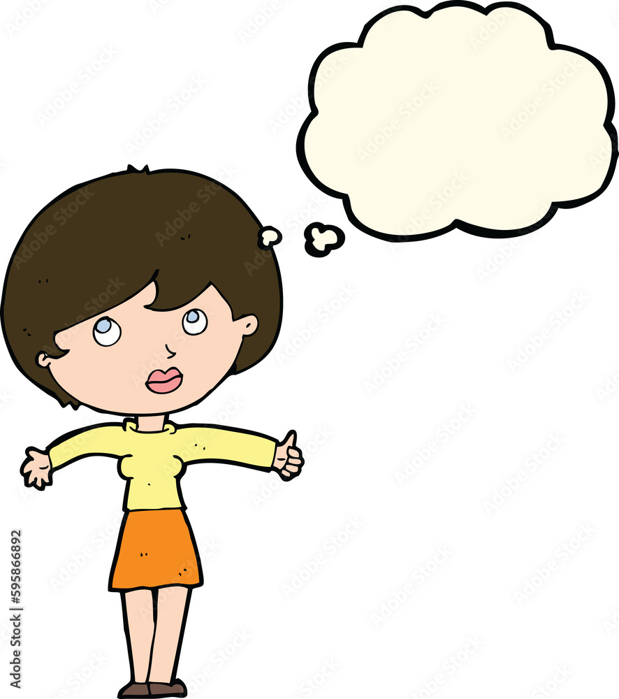 cartoon woman giving thumbs up with thought bubble cartoon woman giving thumbs up with thought bubble