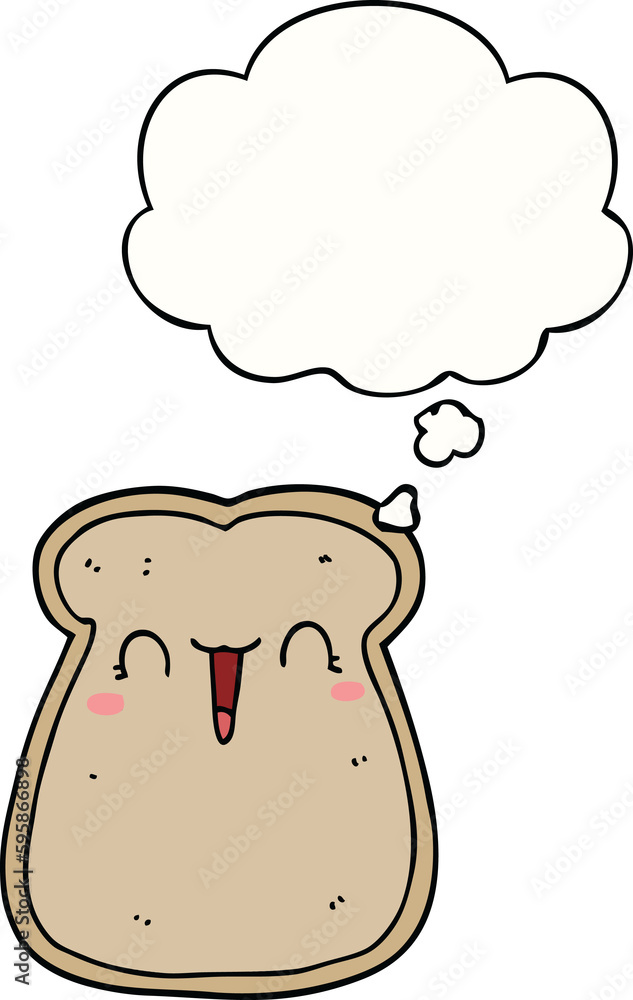 cute cartoon slice of toast with thought bubble cute cartoon slice of toast with thought bubble