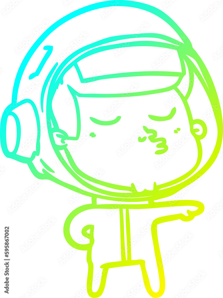 cold gradient line drawing of a cartoon confident astronaut cold gradient line drawing of a cartoon confident astronaut