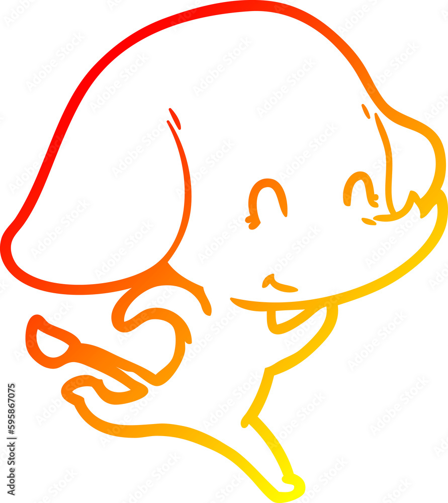 warm gradient line drawing of a cute cartoon elephant warm gradient line drawing of a cute cartoon elephant