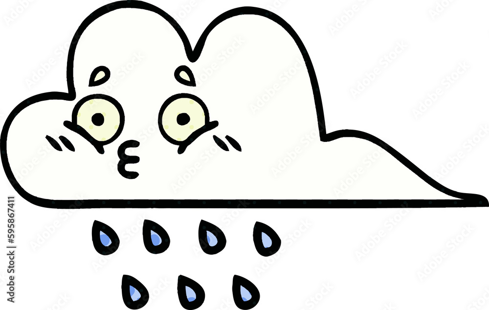 comic book style cartoon of a rain cloud comic book style cartoon of a rain cloud