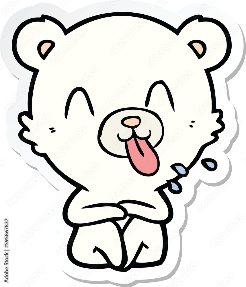 sticker of a rude cartoon polar bear sticking out tongue sticker of a rude cartoon polar bear sticking out tongue