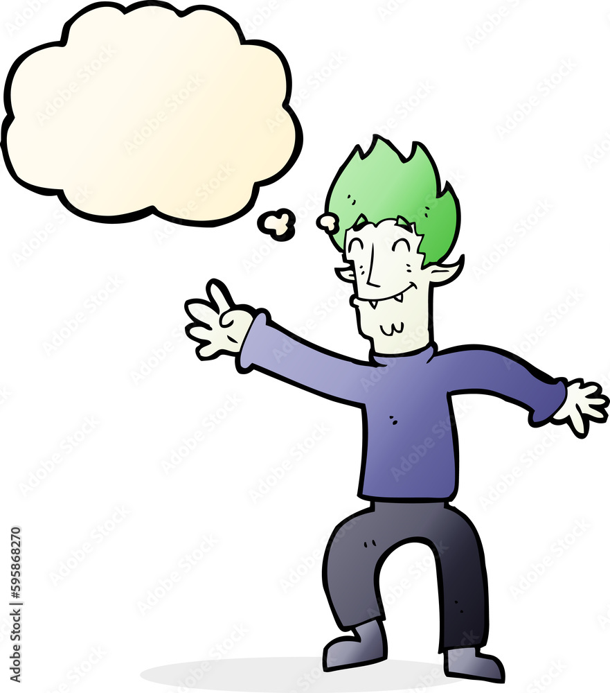 cartoon happy vampire man with thought bubble cartoon happy vampire man with thought bubble