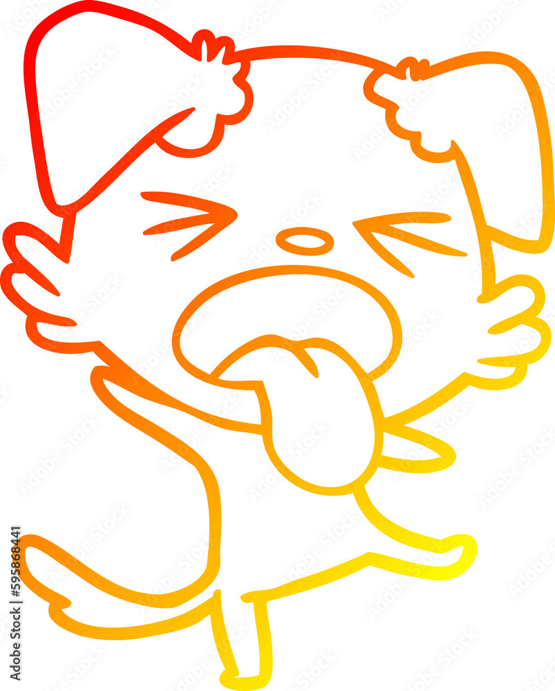 warm gradient line drawing of a cartoon disgusted dog warm gradient line drawing of a cartoon disgusted dog