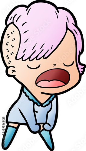 cartoon cool hipster girl talking