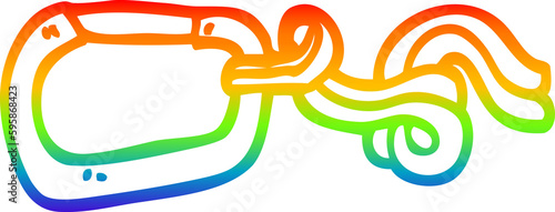 rainbow gradient line drawing of a cartoon clip and rope