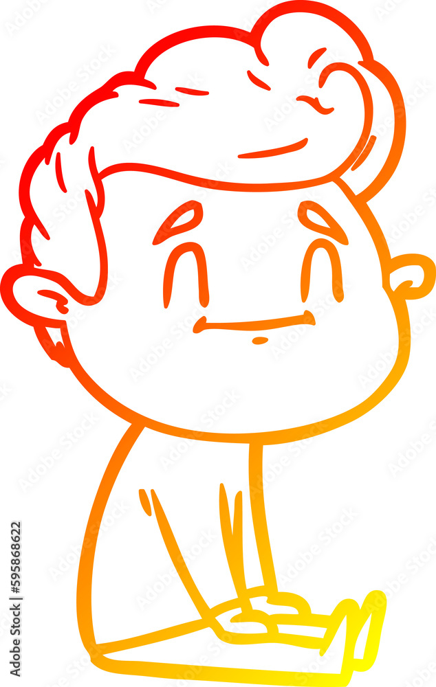 warm gradient line drawing of a happy cartoon man sitting on floor warm gradient line drawing of a happy cartoon man sitting on floor