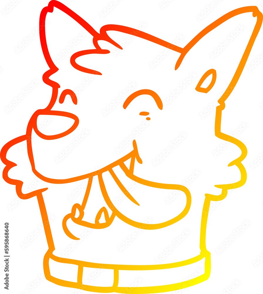 warm gradient line drawing of a cartoon happy dog face warm gradient line drawing of a cartoon happy dog face