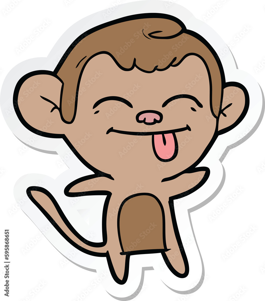 sticker of a funny cartoon monkey sticker of a funny cartoon monkey