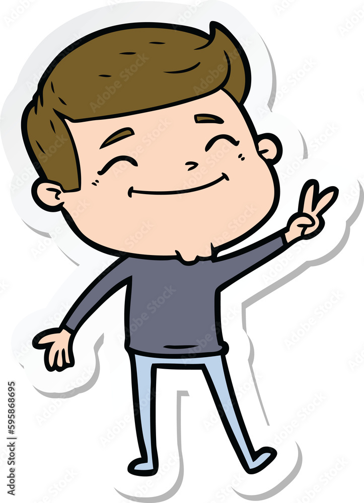 sticker of a happy cartoon man sticker of a happy cartoon man