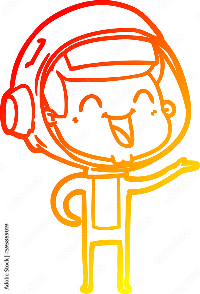 warm gradient line drawing of a happy cartoon astronaut warm gradient line drawing of a happy cartoon astronaut