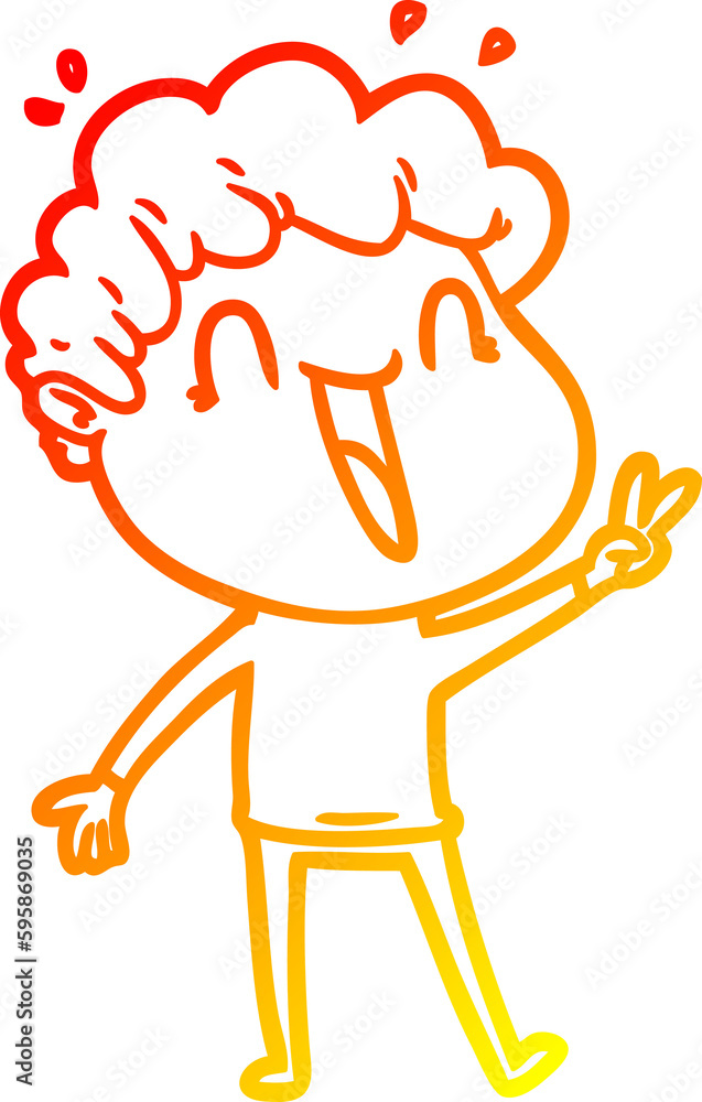 warm gradient line drawing of a cartoon happy man laughing warm gradient line drawing of a cartoon happy man laughing