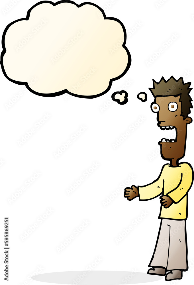 cartoon man freaking out with thought bubble cartoon man freaking out with thought bubble