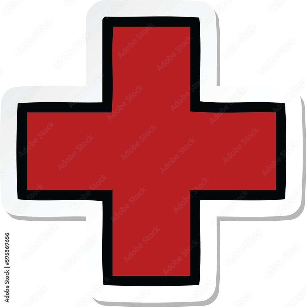 Obraz premium sticker of a cute cartoon addition symbol