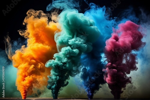 Smoke bombs of different colours created with generative A.I. technology.