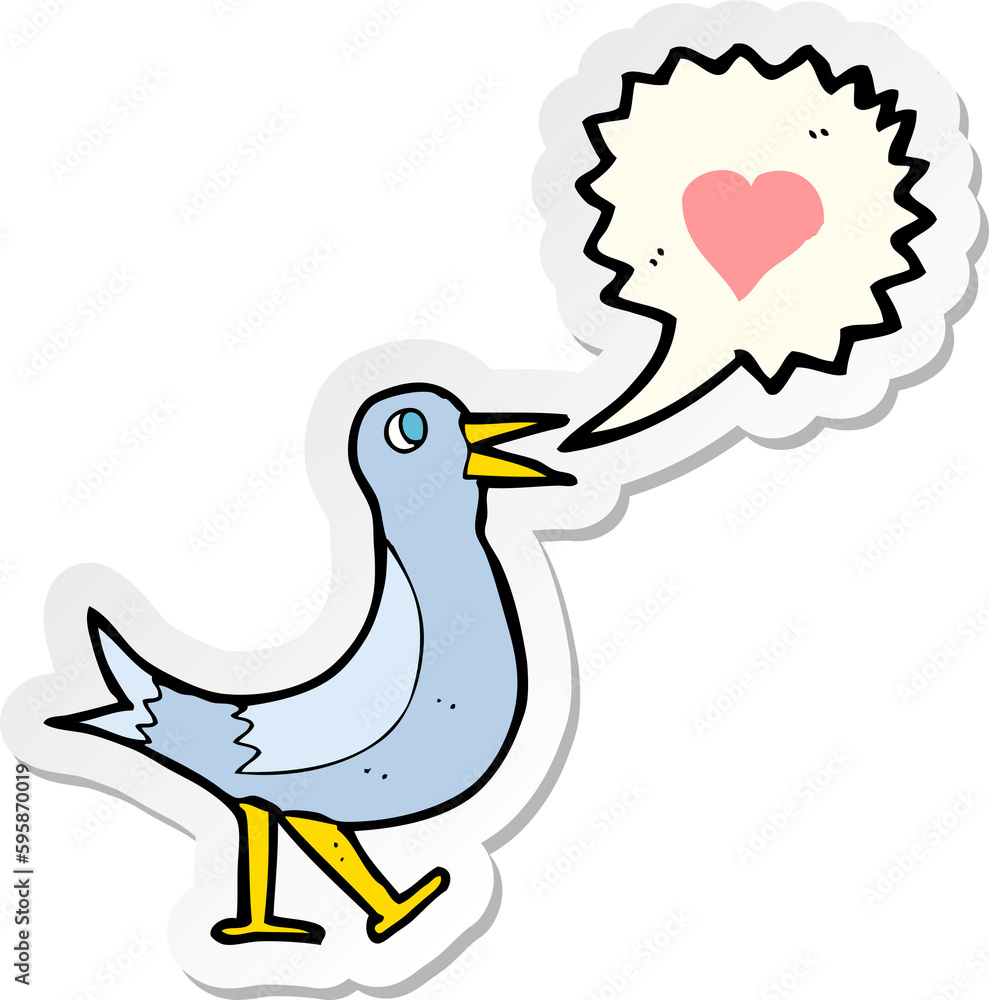 sticker of a cartoon bird singing sticker of a cartoon bird singing