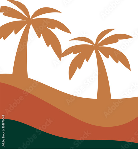 Palms On Beach Silhouette Landscape