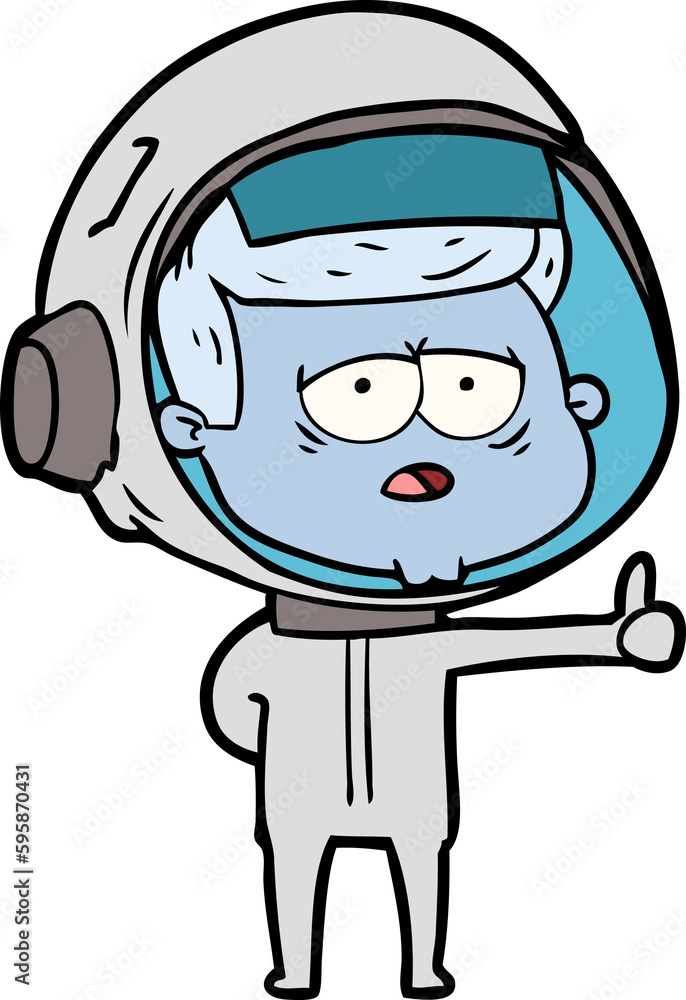 cartoon tired astronaut