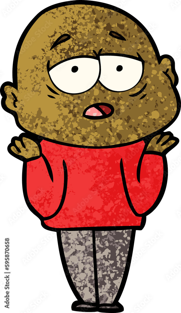 cartoon tired bald man cartoon tired bald man