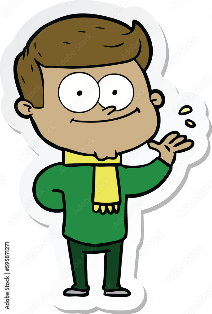 sticker of a cartoon happy man sticker of a cartoon happy man
