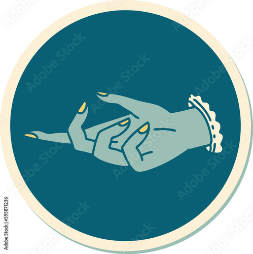 sticker of tattoo in traditional style of a hand