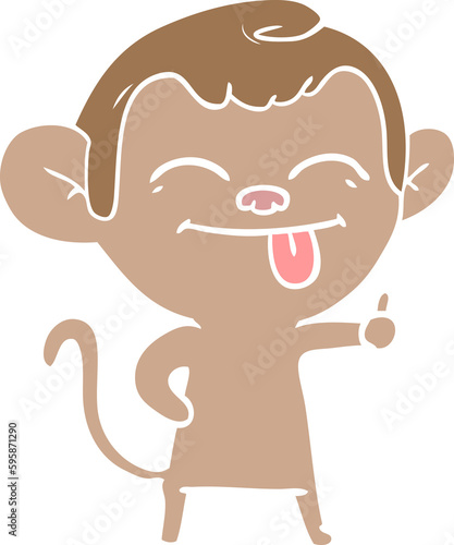 funny flat color style cartoon monkey