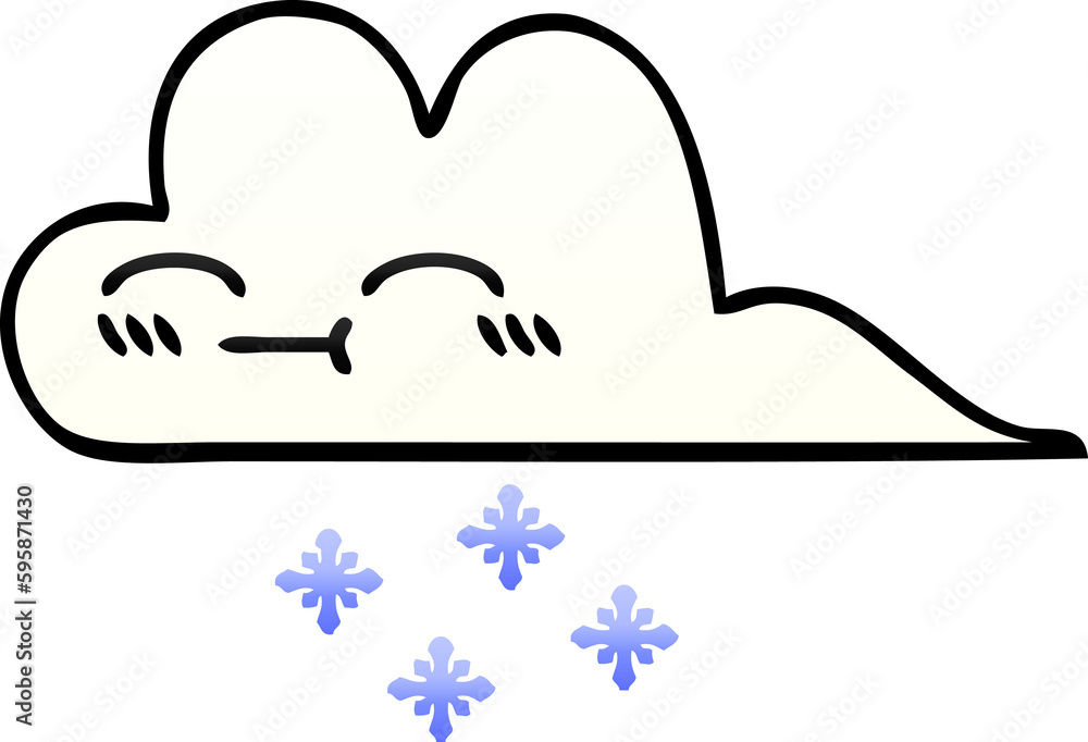 gradient shaded cartoon of a snow cloud gradient shaded cartoon of a snow cloud