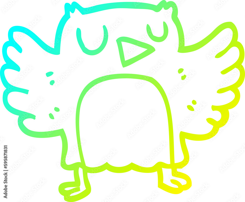 cold gradient line drawing of a cartoon owl cold gradient line drawing of a cartoon owl
