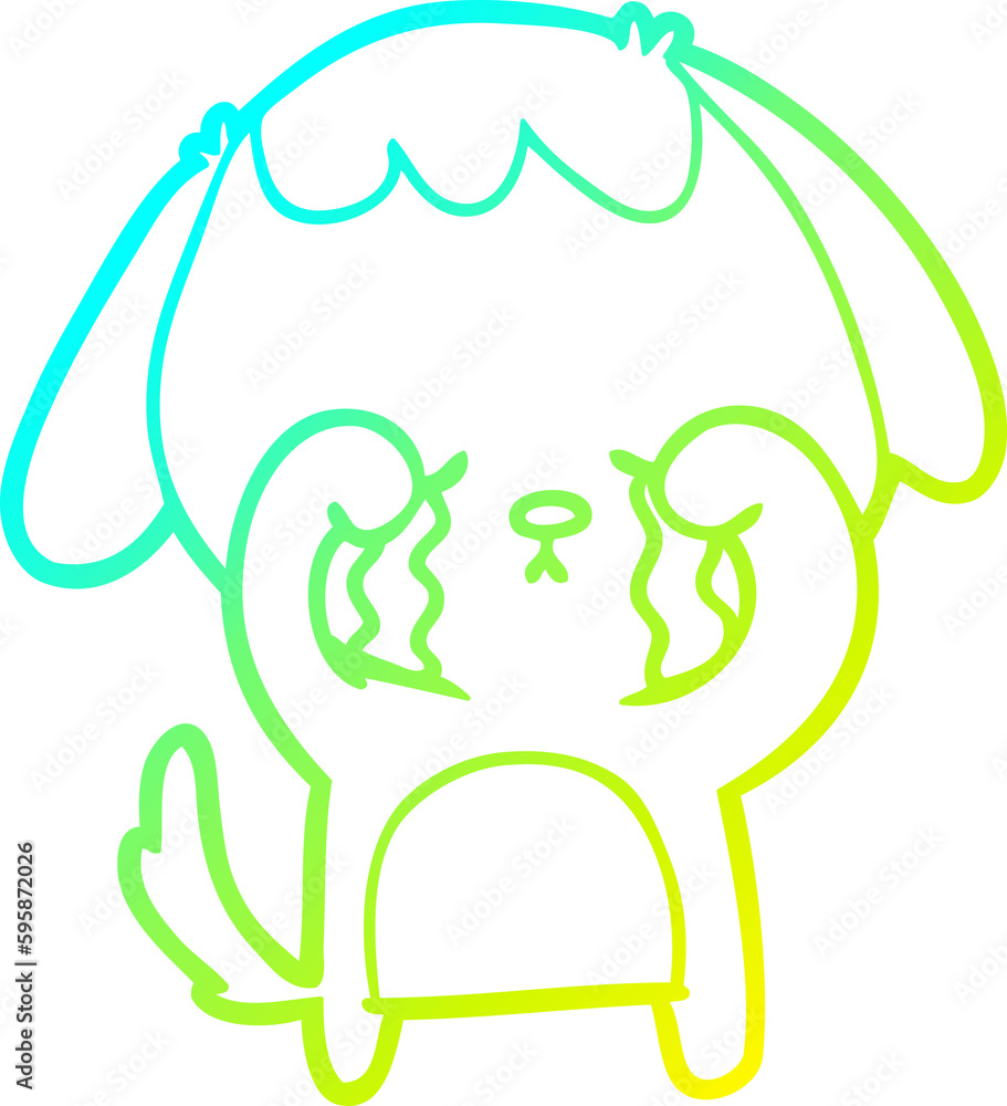 cold gradient line drawing of a cartoon crying dog cold gradient line drawing of a cartoon crying dog