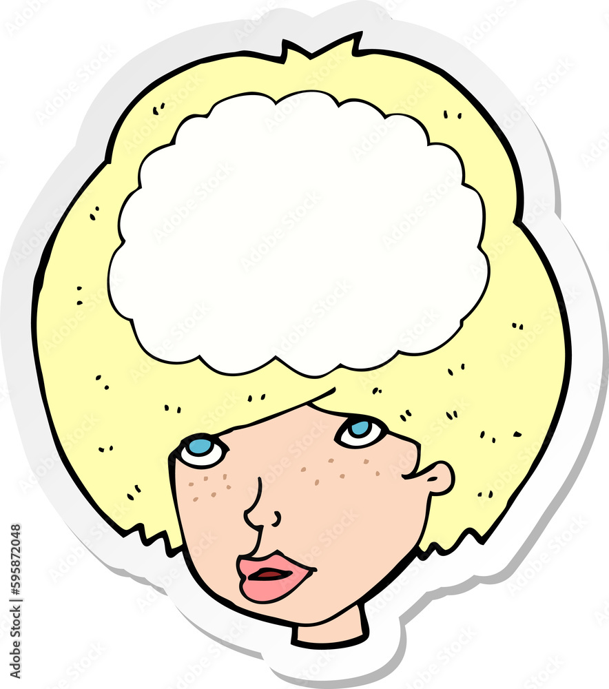 sticker of a cartoon empty headed woman sticker of a cartoon empty headed woman
