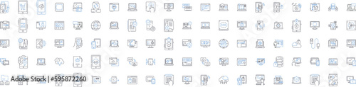 Computer hardware line icons collection. Processor, Motherboard, Graphics, Memory, Storage, Power, Cooling vector and linear illustration. Sound,Nerking,Modem outline signs set