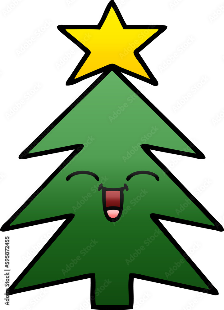 gradient shaded cartoon of a christmas tree