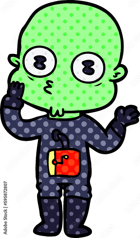 Obraz premium cartoon weird bald spaceman