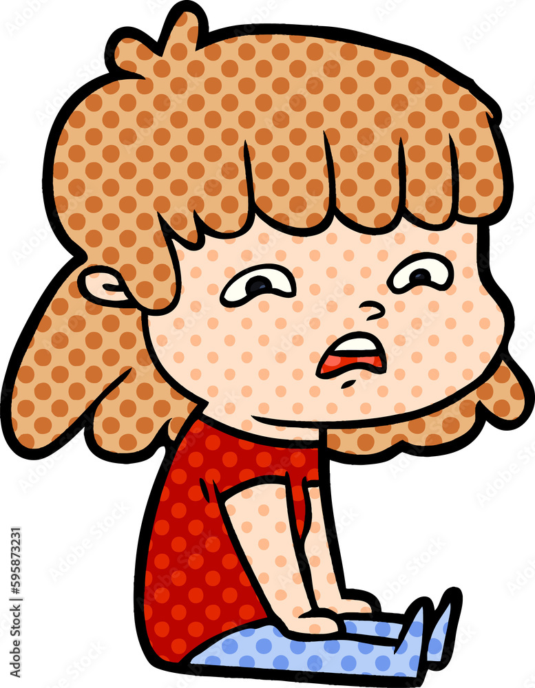 Fototapeta premium cartoon worried woman
