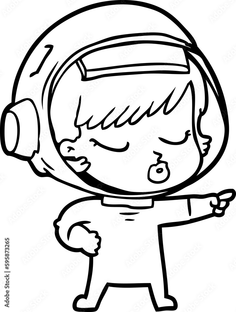 cartoon pretty astronaut girl pointing cartoon pretty astronaut girl pointing