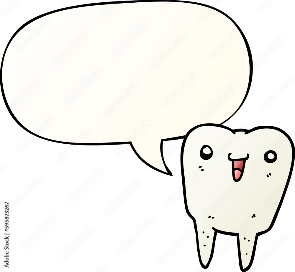 cartoon tooth with speech bubble in smooth gradient style cartoon tooth with speech bubble in smooth gradient style