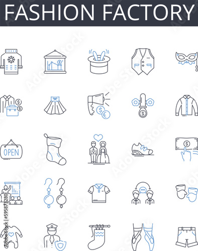 Fashion factory line icons collection. Analysis, Judgment, Choice, Evaluation, Insight, Selection, Option vector and linear illustration. Logic,Perception,Assessment outline signs set