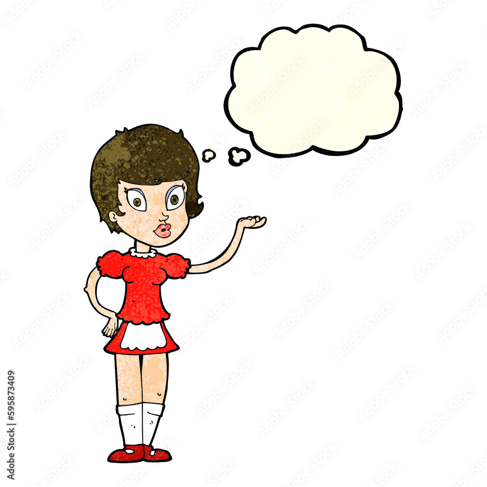 cartoon waitress with thought bubble cartoon waitress with thought bubble