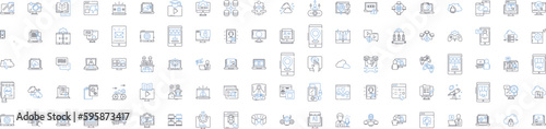 PC line icons collection. Gaming, Processor, Keyboard, Mouse, Graphics, RAM, Hard drive vector and linear illustration. Desktop,Laptop,Monitor outline signs set