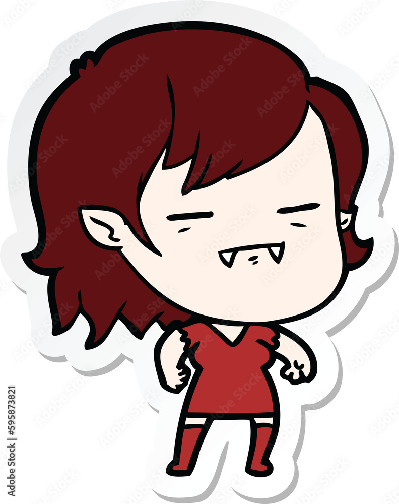 sticker of a cartoon undead vampire girl sticker of a cartoon undead vampire girl