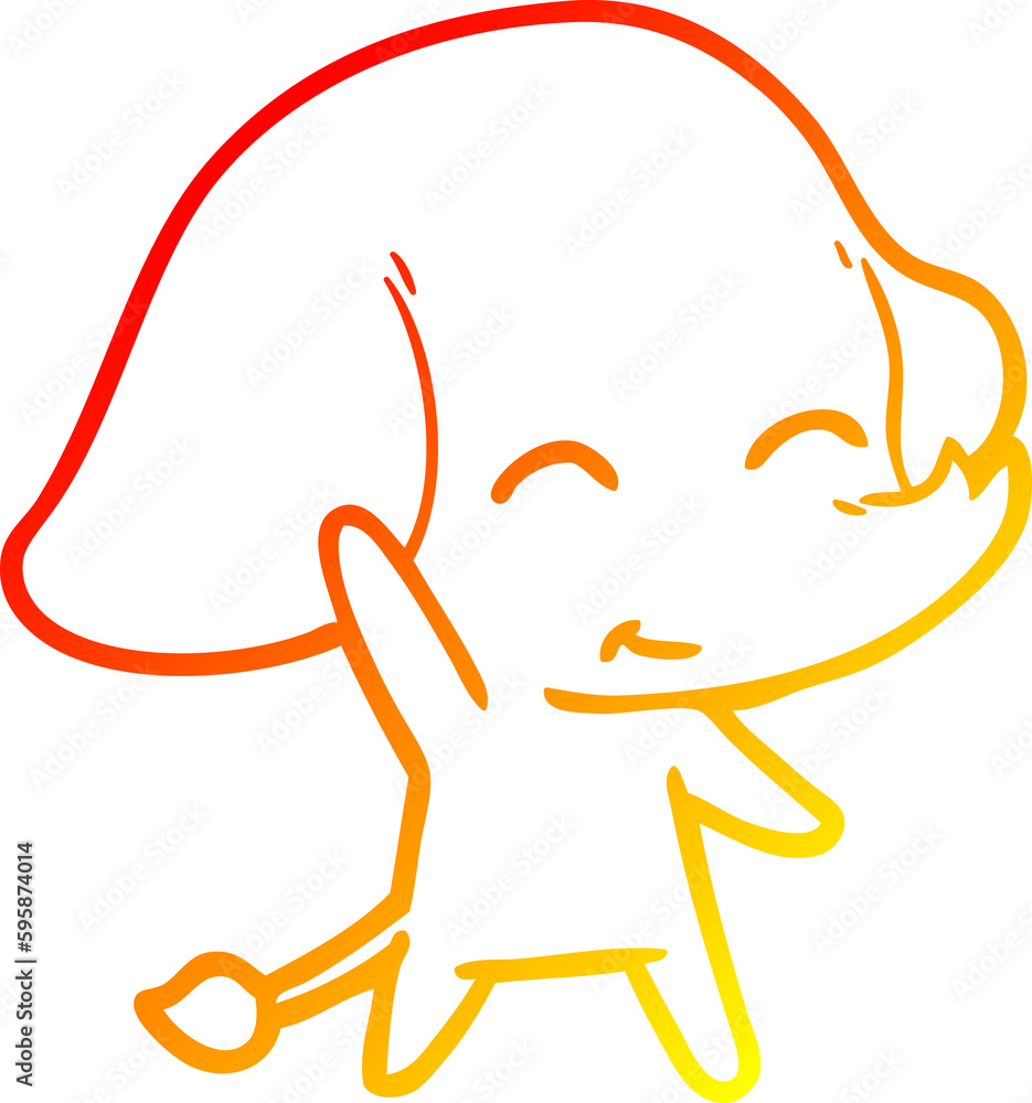 warm gradient line drawing of a cute cartoon elephant warm gradient line drawing of a cute cartoon elephant