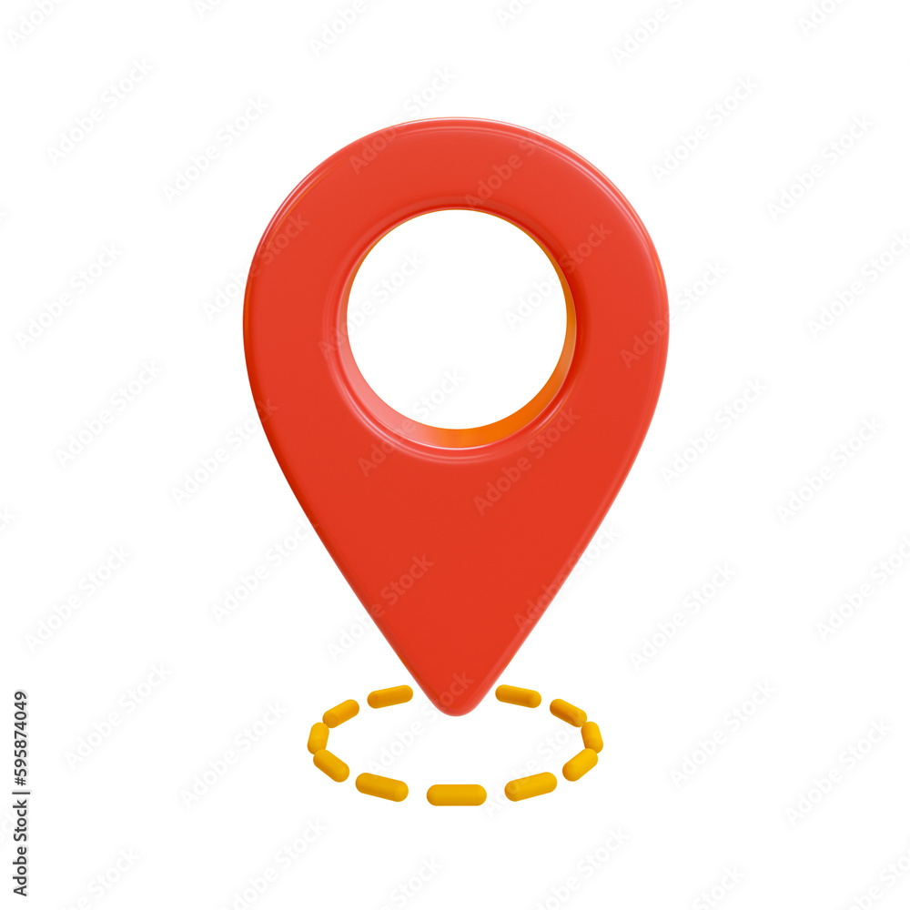 3d minimal location marked. address indicator. destination pinned. map