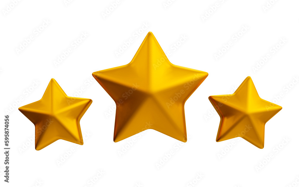 Obraz premium 3d minimal service rating. customer rating concept. customer feedback. 3 gold stars. 3d illustration.