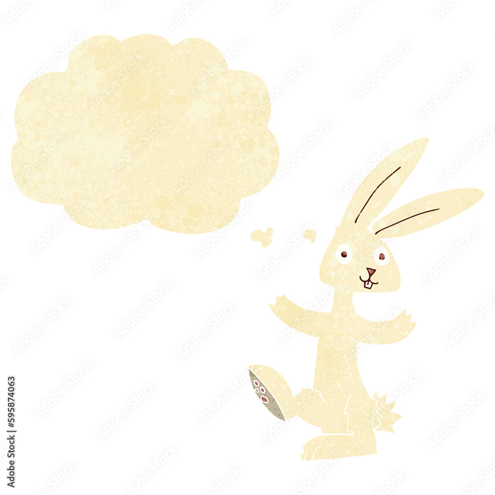 Obraz premium cartoon rabbit with thought bubble