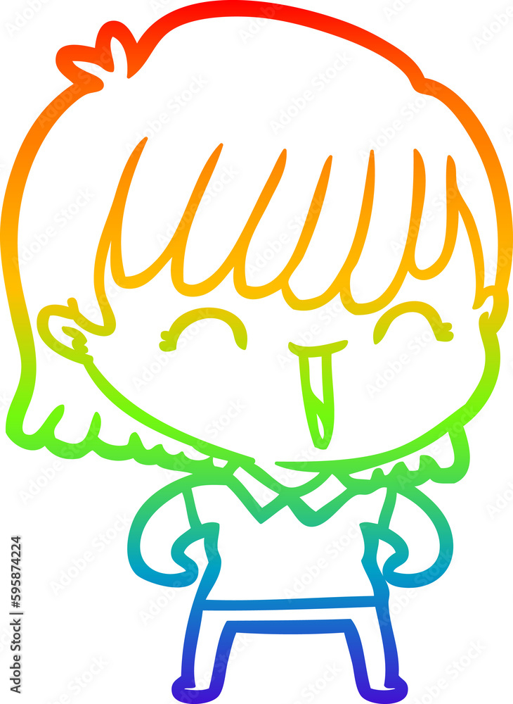 rainbow gradient line drawing of a cartoon woman rainbow gradient line drawing of a cartoon woman