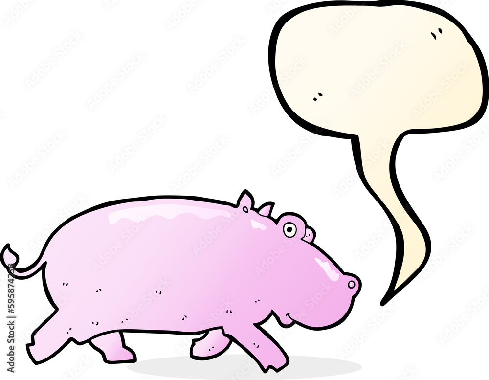 cartoon hippopotamus with speech bubble cartoon hippopotamus with speech bubble
